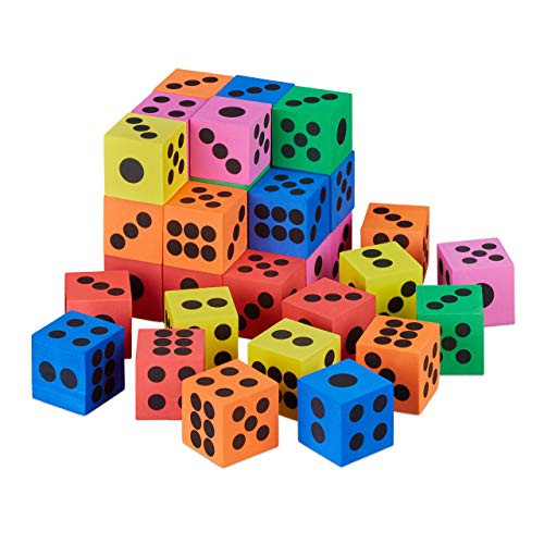 Relaxdays Foam dobbelstenen set van 36, H x B x D: 4 x 4 x 4 cm