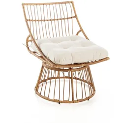 Prestige Home Living Indoor Garten-Sessel mit Polsterkissen aus Rattan, ca. 87 x 70 x 46/87 cm - Braun