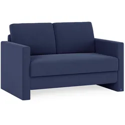 BRUNO Schlafsofa 120cm in Blau | Flow | stabiles Massivholz & Boxspringkomfort