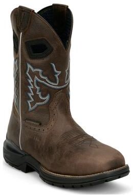 "Justin Boots Warhawk 11"" Square Nano Comp Toe - Mens 11 Brown Boot E2"