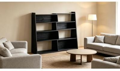Kodotan sofa Foldable Bookshelf, Convertible Modular Walnut Bookcase, Stable Trapezoidal Thickened Side Frame Open Book Shelf