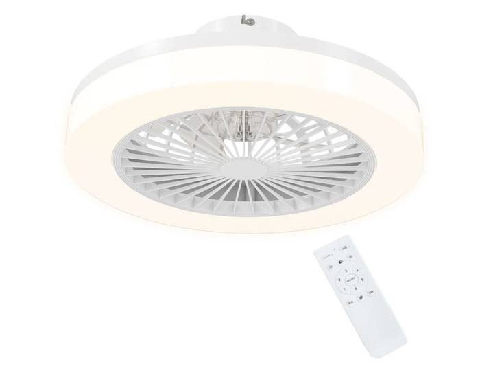 DECKENVENTILATOR mit Beleuchtung Eichenholz Weiß