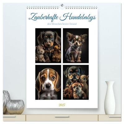Zauberhafte Hundebabys (hochwertiger Premium Wandkalender 2027 DIN A2 hoch), Kunstdruck in Hochglanz