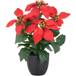 Kunstpflanze Weihnachtsstern Rot/Braun