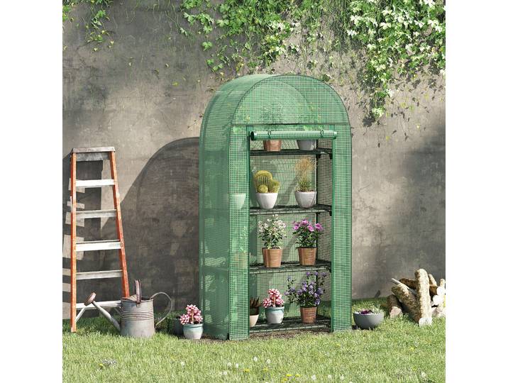 Outsunny Serre Balcon 4 Étagères PE Vert 80x49x160 cm