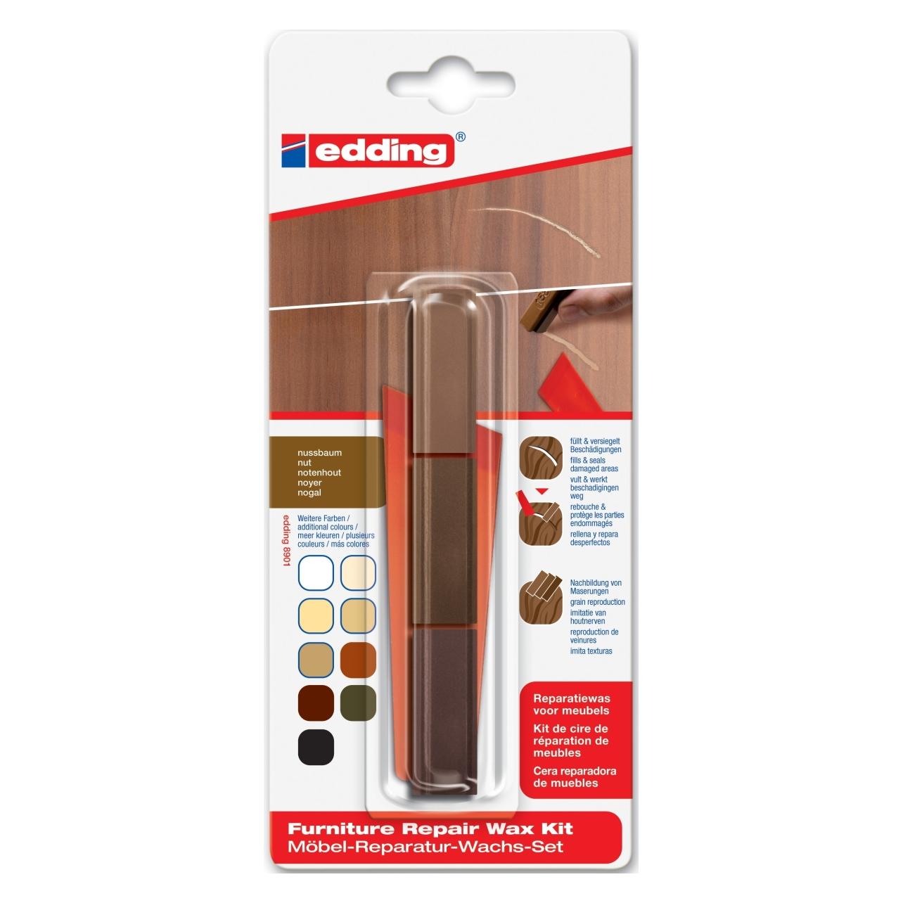 Edding Mbel-Reparaturwachs-Set 8901 nussbaum (3x) (4-8901-1-4602) Mindestbestellmenge: 5 Stück