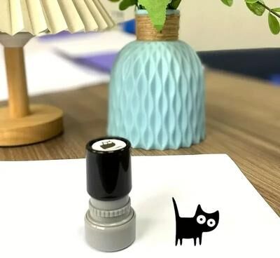 Uplift Essentials Cute Cartoon Small Black Cat Decorative DIY Stamp style2