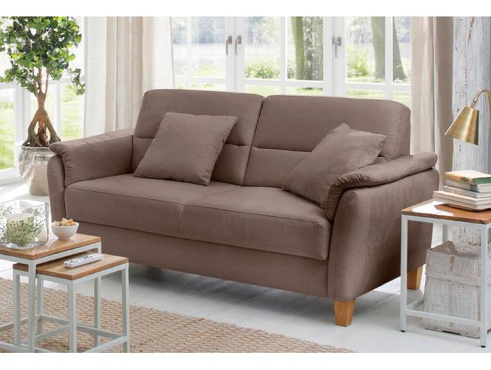 Home affaire 2,5-Sitzer Palmera, Federkern-Polsterung, Luxus-Microfaser, braun, Landhausstil, 179 cm
