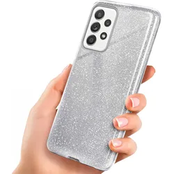 Samsung Galaxy A72 Hülle Glitzer Silber – ONEFLOW Glitter Case, 3in1 Silikon, Funkelnd, Stoßfest, Dünn, Sparkle-Silver