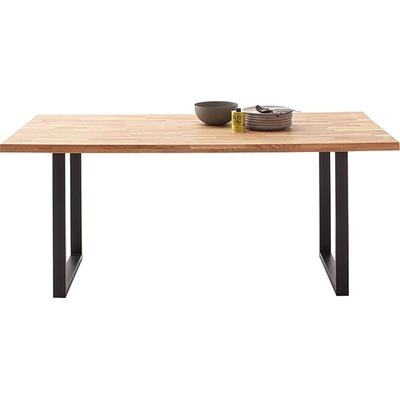 Esstisch MCA LIVING "Zeballos Esstisch", beige (naturfarben, schwarz, naturfarben), B:120cm H:76cm T:75cm, Zerreiche keilgezinkt massiv geölt, Tische, Esstisch