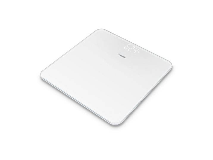 Beurer Personenwaage, Weiss, Glas, 31.5x3.5x32.5 cm, Europäischer Sicherheitsstandard, LCD-Display, automatisches Ein-/Ausschalten, hohe Tragkraft, Badaccessoires, Personenwaagen