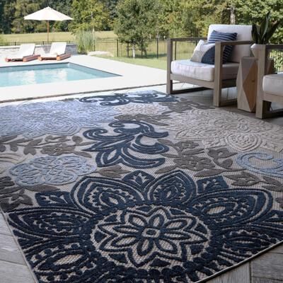 Alise Rugs Origin Coastal Floral Indoor/Outdoor Area Rug