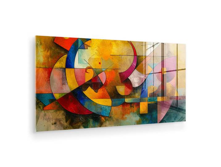 MuchoWow Acrylglasbild Kunst - Abstrakt - Modern 120x60 cm, Gelb, Glas, Rechteckig, 120x60 cm, Bilder & Rahmen, Bilder, Acrylglasbilder