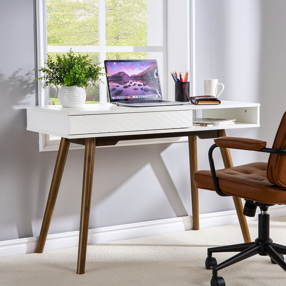 George Oliver Synthetic Laminate Standing Desk Brown 76cm H X 108cm W X 50cm D