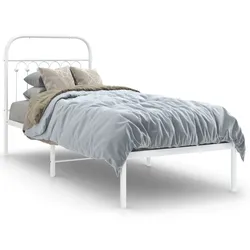 vidaXL Metallbett ohne Matratze mit Kopfteil Weiß 75x190 cm