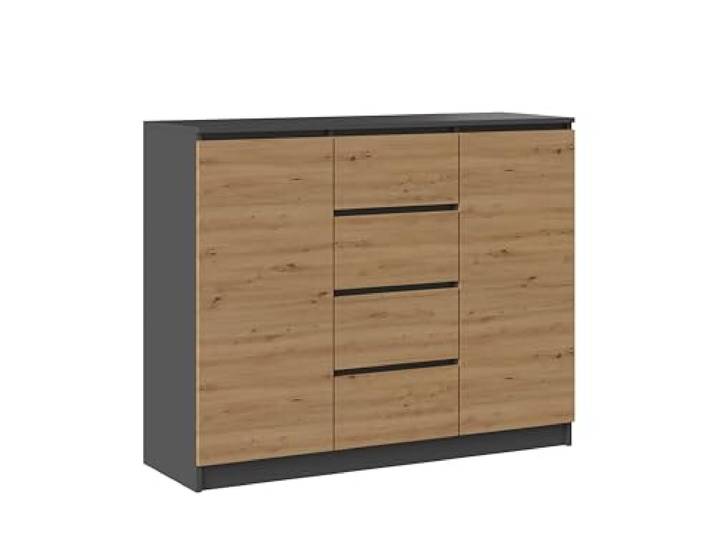 Oggi Lugo 2D4S 120cm Anrichte in Anthrazit mit Eiche Handwerkskunst - Modernes Design Möbel für Wohnzimmer - Stilvolle Aufbewahrungsoption mit Schubladen