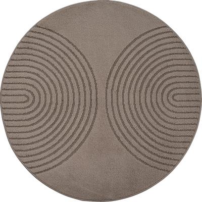 Teppich THE CARPET "Elisa", beige (braun), H:12mm Ø:120cm, Polyester, Polypropylen, Teppiche, Teppich, moderner Wohnzimmer Teppich, hohe Flordichte und angenehm weich