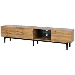 Moderner TV-Schrank 175x31x41 mit LED-Beleuchtung, Holzmaserung und 7 Farben in Eiche hell, minimalistisches Design, funktionale Aufbewahrung