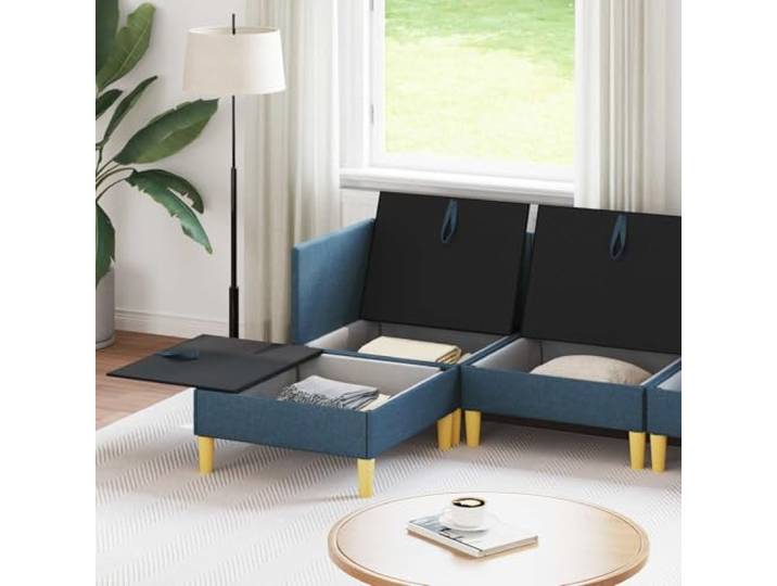 KTHLBRH Modulares Sofa-Set, 6-teilig, Blau, mit Stauraum Langlebiger Stoff, modulares Design, abnehmbare Kissen, einfache Reinigung