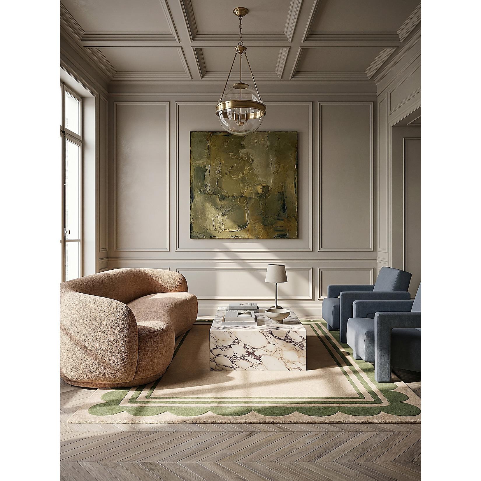 Wollteppich handgetuftet Grün-Beige 160 x 230 cm - WENSUM Kadima