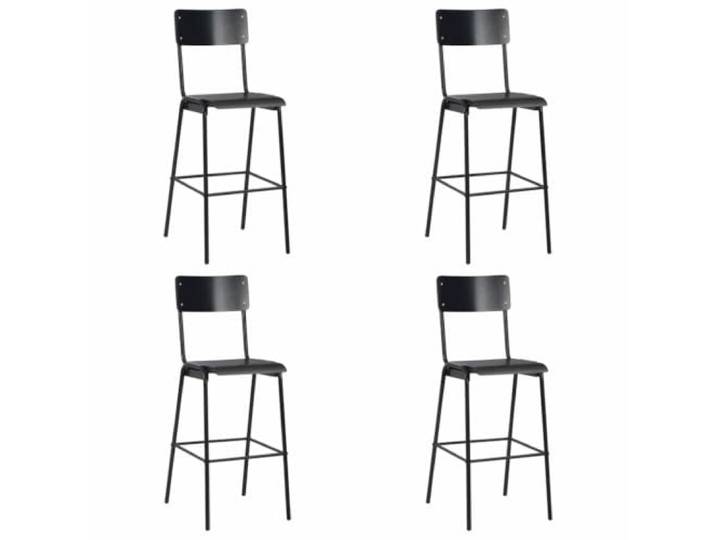 VIHHQGC Barhocker 4 Pack Schwarz Massives Sperrholz Stahl Stapelbar Pulverbeschichtete Stahlbeine, stabiler Stand, platzsparend stapelbar, Küche und Esszimmer