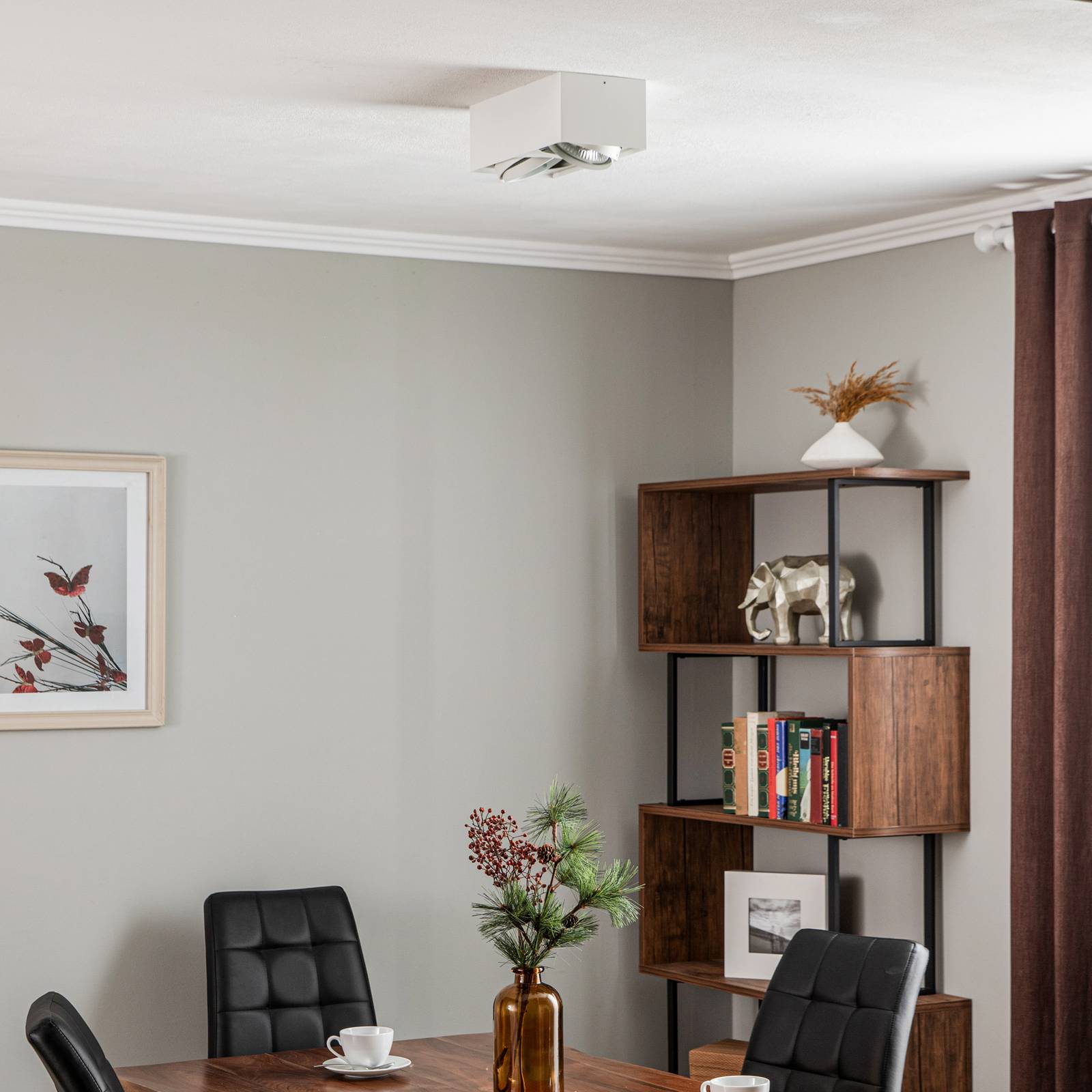 Deckenstrahler Ronda, zweiflammig, weiß Ronda Argon, dimmbar, weiß / opal, für Wohn- / Esszimmer, Metall, Modern, Strahler