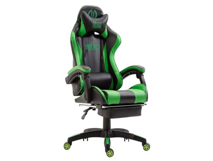 CLP Gaming Bürostuhl Ignite mit Kunstlederbezug I Schreibtischstuhl mit Armlehnen I Verstellbarer Drehstuhl im sportlichen Design Farbe schwarz/grün