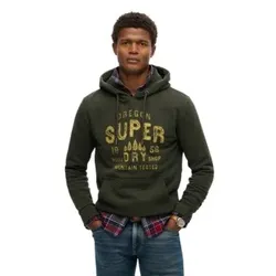 Superdry für Herren. M2014366A Grüner Work Shop Kapuzenpullover (M), Lässig, Baumwolle
