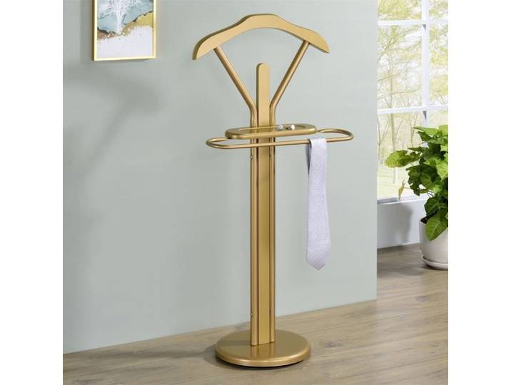 Valet de chambre FABIO chevalet de nuit portant pour vêtements structure en métal laqué couleur or