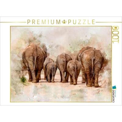 CALVENDO Puzzle Elefanten - künstlerische Impressionen der größten noch lebenden Landtiere 1000 Teile Puzzle quer | 1000 Teile Lege-Größe 64 × 48 cm