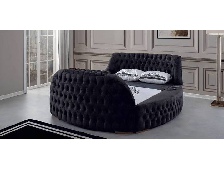 Xlmoebel Rundbett Schwarzes Chesterfield Bett mit luxuriöser Polsterung (Bett), Hergestellt in Europa