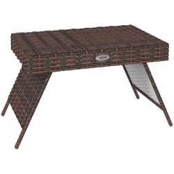 STILVORA Klappbarer Outdoor-Beistelltisch Rattan Braun 60x41x41 cm, wetterfest