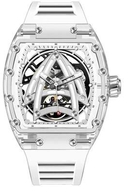 Uplift Essentials Skeleton Mechanical Timepiece Luxury Sapphire Glass Stainless Steel Waterproof Watch white