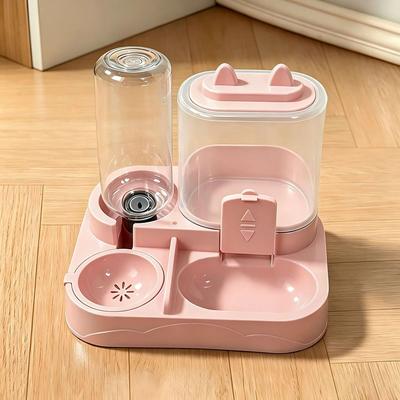Uplift Essentials Dual Port Dry And Wet Pet Feeder Station pink
