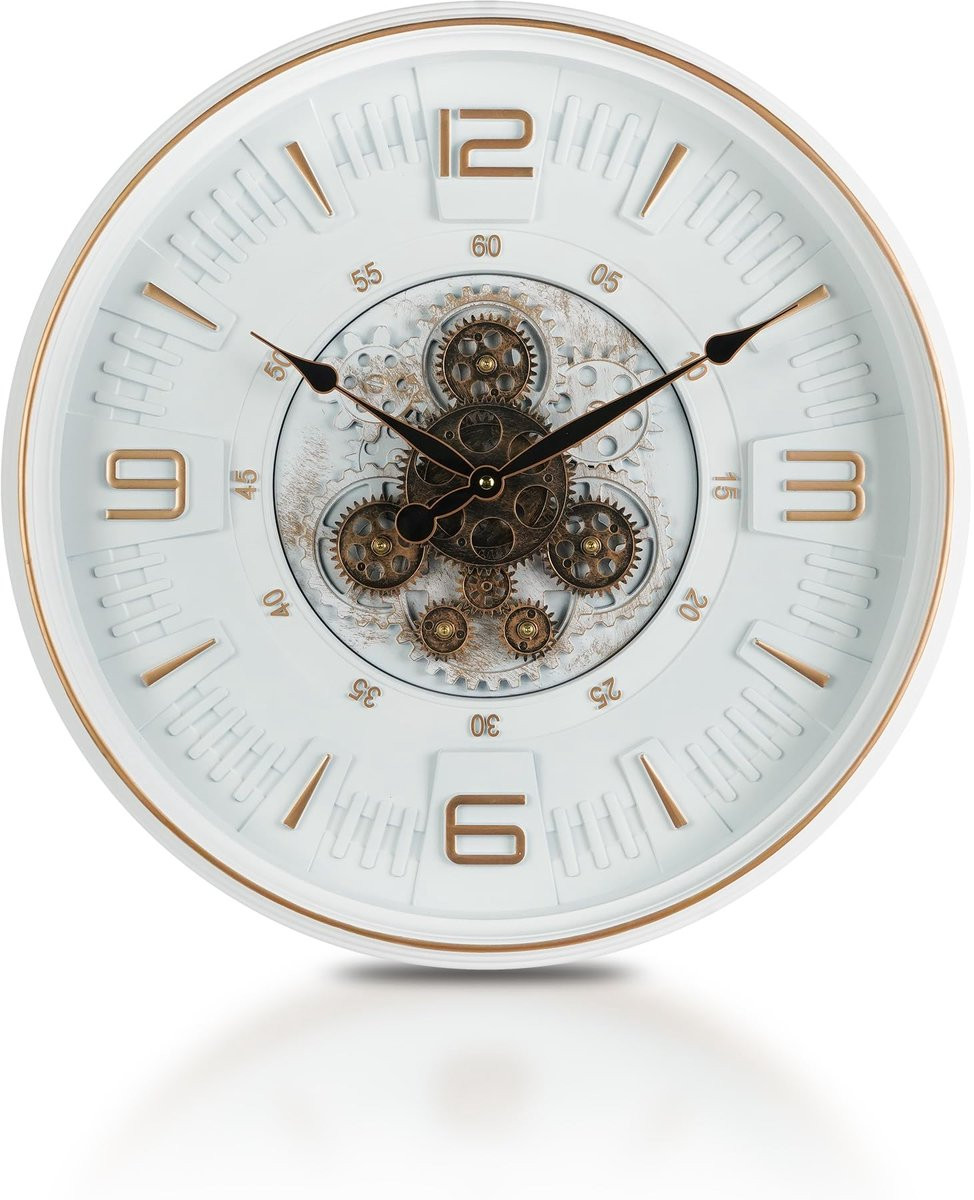 SnelShoppen Vintage Wandklok met Bewegende Tandwielen - Industriële Retro Steampunk Wandklok - Diameter: 50 cm