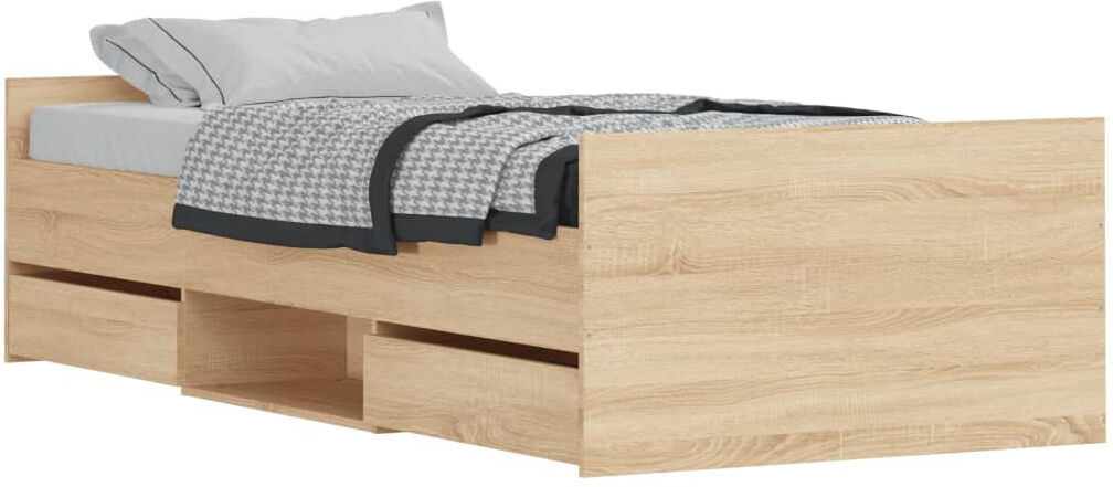 Latitude Run Addylen Drawers Bed Sonoma Oak Single (3')