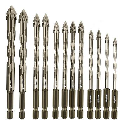 Vierschneidiger Sägezahn-Exzenterbohrersatz für Fliesen, Beton und Glas, Trockenbohr-Kreuzschlitzbohrer für präzises Stanzen, Lochsägensatz für mehrere Materialien