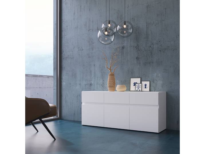 Lowboard HOME AFFAIRE Rimini , weiß (alpinweiß), B:134,9cm H:59cm T:40cm, Holzwerkstoff, Sideboards, Lowboard, Breite 135 cm