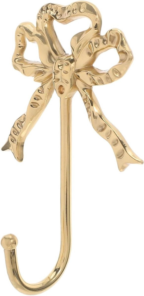Messing Strik Wandhaak - Vintage Jashaak Kapstok met Uniek Strik Ontwerp