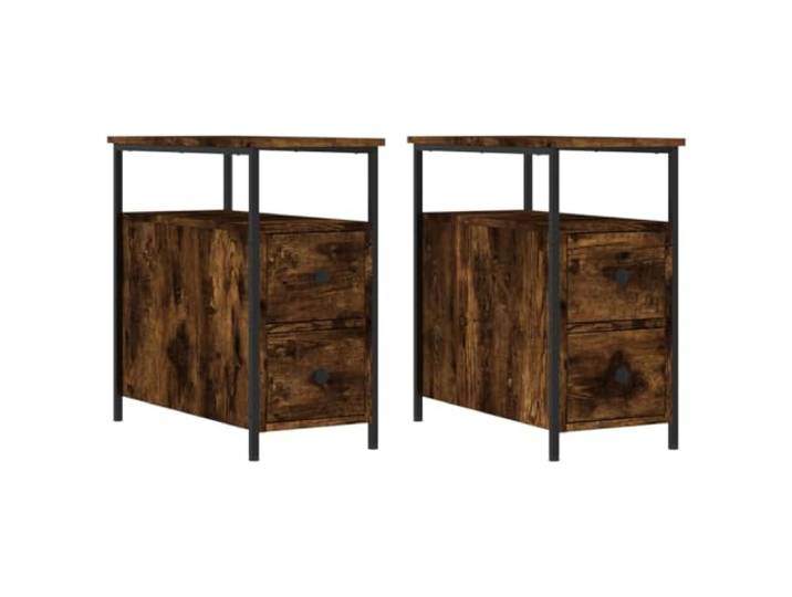GHVBNMF Nachttisch 2er Set Räuchereiche 30x60x60 cm Beistelltisch Metall Kompakter Nachttisch im 2er Set für Schlafzimmer und Wohnzimmer mit verstellbaren Beinen und stabilem Eisenrahmen.