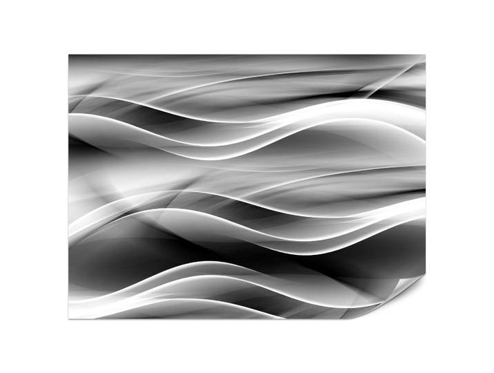 Muralo Fototapete für Badezimmer Abstrakte Monochrom Wellen Modern 500x350, Weiß, Grau, Schwarz, Papier, Rechteckig, 500x350 cm, Tapeten & Wandverkleidungen, Fototapeten