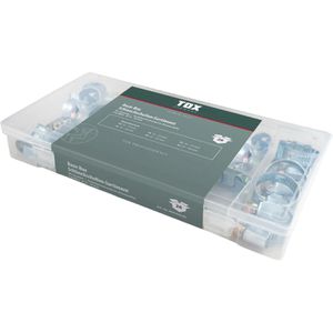 Tox Schlauchschelle 09490208, Klasse W1, Sortiment, 6 Größen, Schneckengewinde, verzinkter Stahl, 26-teilig