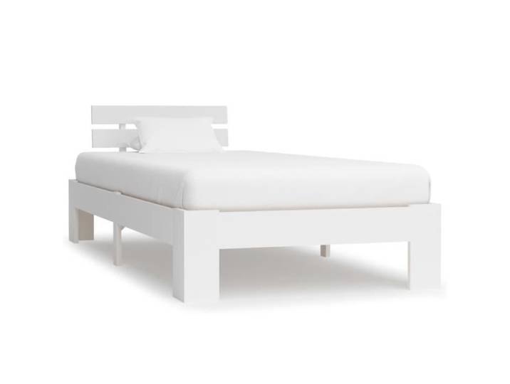 1232[NEUF FR]Lit simple pour adulte 90x200 cm 1 place-1 personne Cadre de lit Contemporain Blanc Bois de pin massif 90 x 200 cm Tail