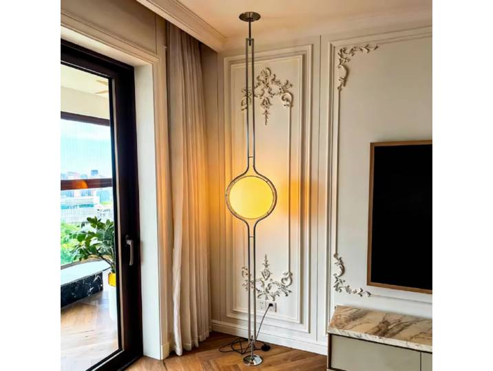 Lampadaire acrylique minimaliste moderne Style Antique boule ronde Chrome métal blanc lampadaire lampe sur pied décorative de chevet
