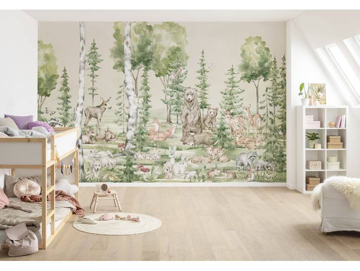 Fototapete KOMAR Digitaldruck Vlies - Cuddly Buddies - Grösse 400 x 250 cm , bunt, Rollen: 1, Vlies, Tapeten, Fototapete, Wohnzimmer, Schlafzimmer