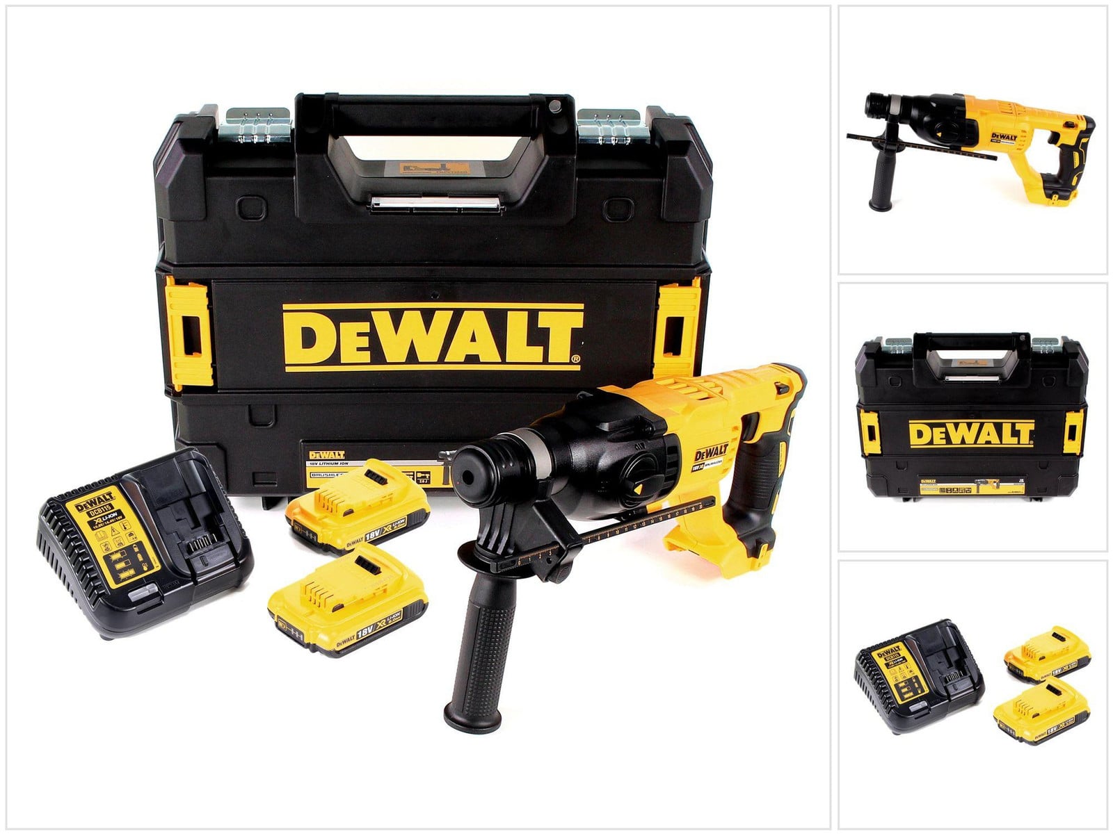DeWalt DCH 133 D2 accu combihamer 18V 2.6J SDS plus borstelloos met 2x 2.0Ah accu en lader TSTAK