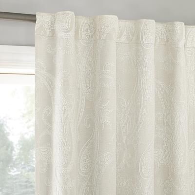 Sun Zero Pedra Paisley Embroidery Total Blackout Back Tab 1-Piece Curtain Panel, Single Panel
