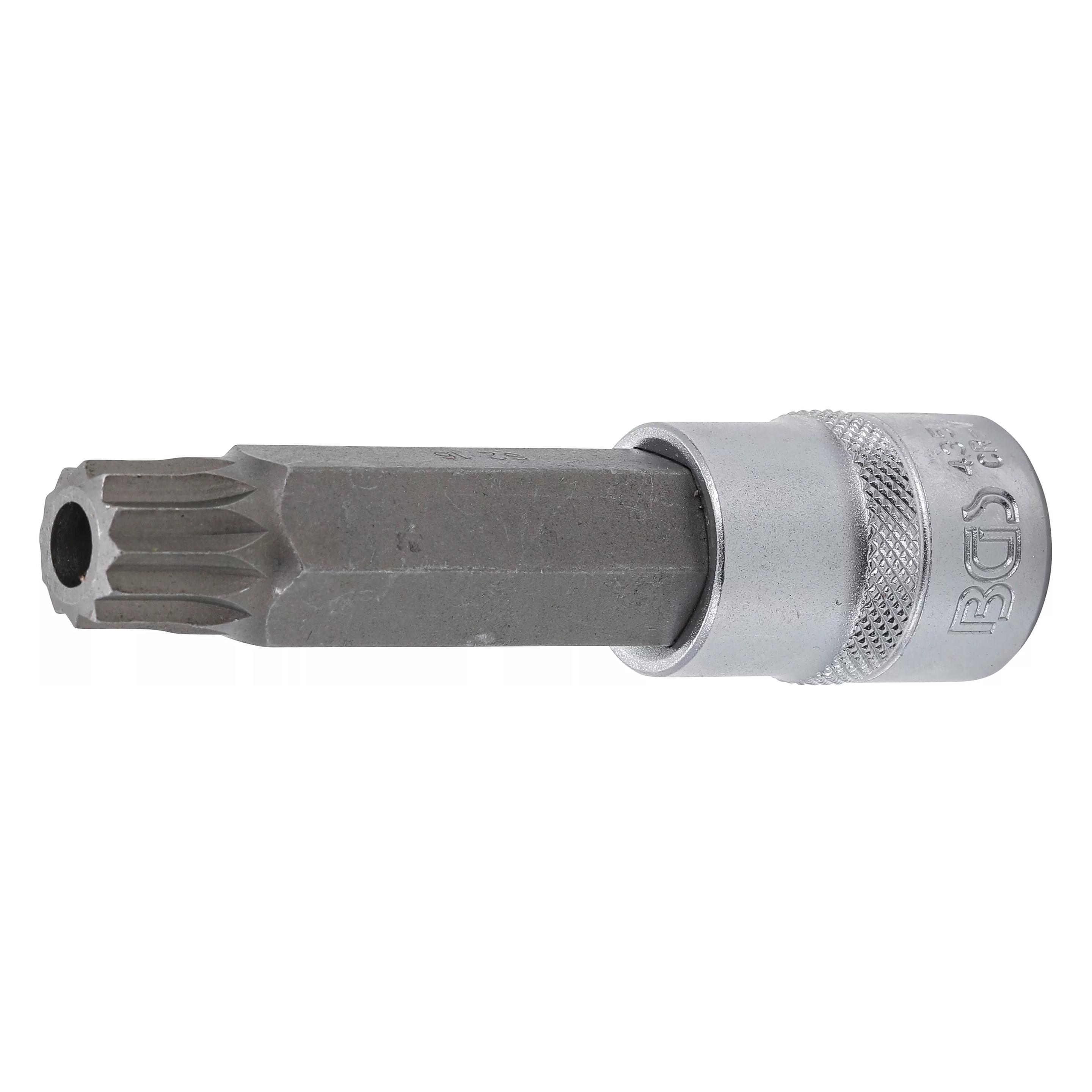 BGS Bit-Einsatz Länge 100 mm 12,5 mm (1/2") Innenvielzahn (für XZN) mit Bohrung M16 (4357)