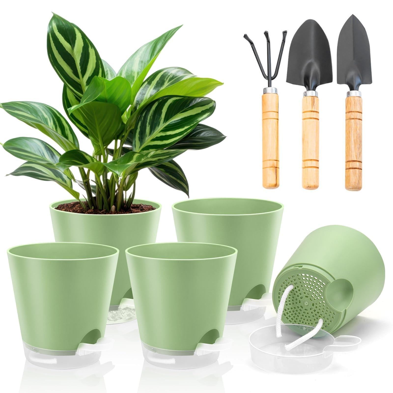 Set van 5 zelfwatergevende bloempotten van 15 cm