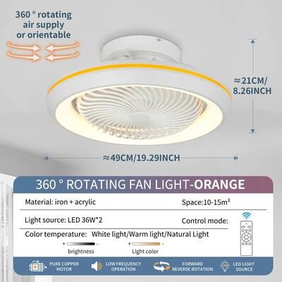 Uplift Essentials 360 Rotating Flush Mount Ceiling Fan orange 220 V